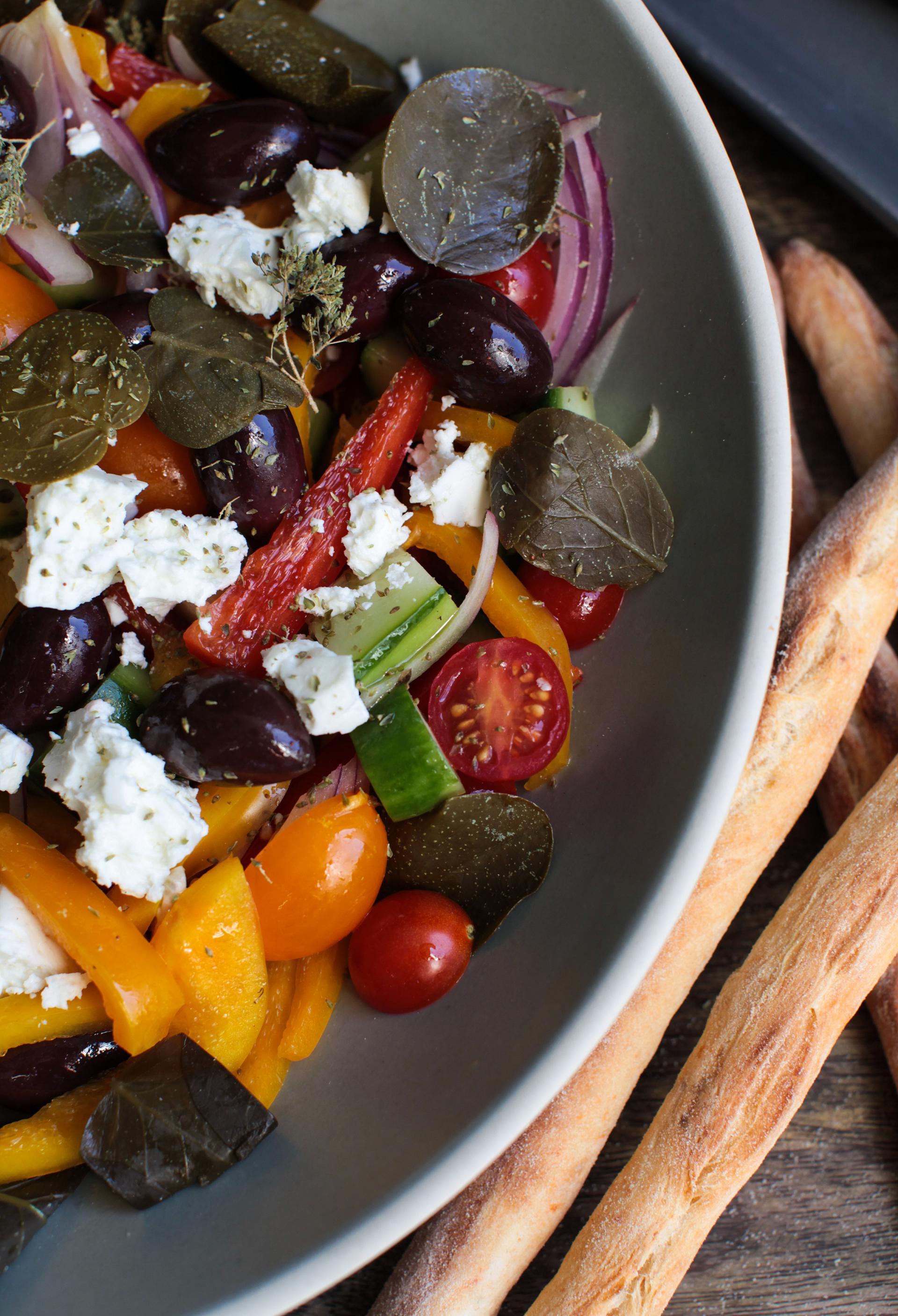 Greek Salad with Caper Leaves recipe